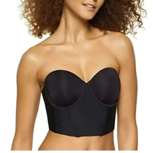 *NWT* BIG BUST FRIENDLY STRAPLESS CORSET BRA BLACK 32C-36H